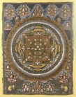 ASIEN. 
NEPAL. Tangka. 2.Hälfte 20. Jh. Mandala, "Rad des Lebens", 44 x 59cm, auf Seide gemalt, hinter Glas gerahmt. .