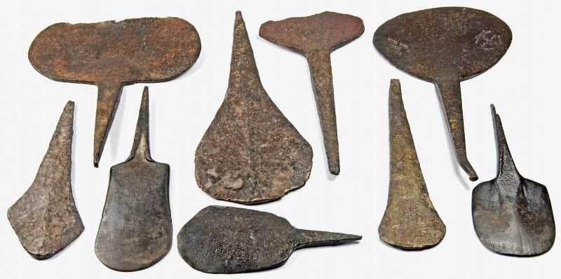 AFRIKA. 
AFRIKANISCHES EISENGELD. Eisengeldformen aus Südafrika, 9 verschiedene...
