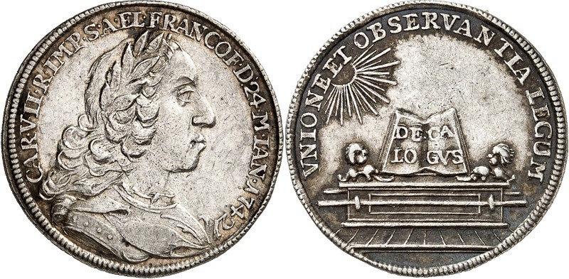 Römisch Deutsches Reich. 
Karl VII. (1726-)1742-1745. Ag-Abschlag vom Dukat 174...