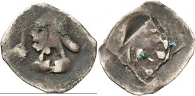 Bayern. 
Stefan II. 1347-1375. Vierschlagfennig 0,60g, München. Mönchs-Brb. mit Kutte n.l., mit Schulterkreuz / Weckenschild. Witt. 145. . 

s