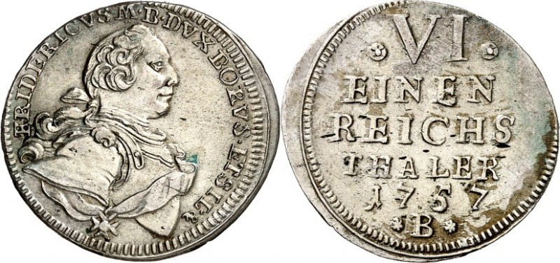 Brandenburg-Bayreuth. 
Friedrich II. 1735-1763. 1/6 (preuss.) Reichstaler 1757 ...