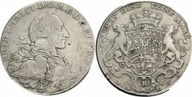 Brandenburg-Bayreuth. 
Friedrich Christian 1763-1769. Konventionstaler 1768 B Brb. n.r. / Gekr. Wappen zwischen 2 Löwen. Slg.Wilm.&nbsp; -, vgl.797, ...
