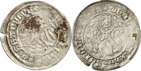 Brandenburg-Markgrafschaft. 
Joachim I. und Albrecht 1499-1513. Groschen 1512 Krossen. Adler mit Zepterschild a. d. Brust / Blumenkreuz mit 4 Wappen....