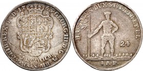 Braunschweig-Calenberg-Hannover. 
Georg III. 1760-1806(-1820). 2/3 Taler Reichsfuß Feinsilber 1763 CES 3252. W.&nbsp; 2812. . 

ss