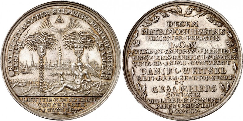 Bremen-Stadt. 
z.Z. Franz I. 1745-1765. Medaille 1758 (v.&nbsp;P.H.Gödecke) a. ...