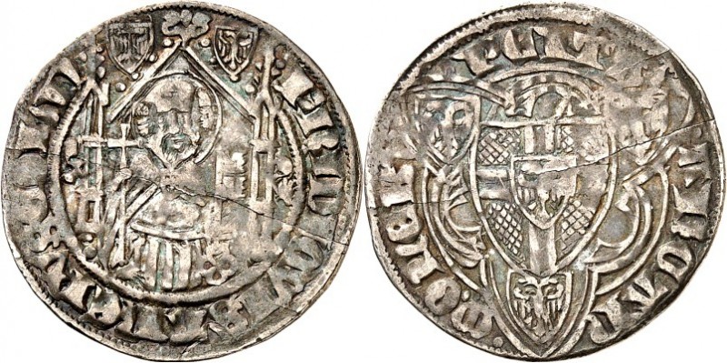 Köln-Erzbistum. 
Friedrich III., Graf von Saarwerden 1371-1414. Weißpfennig (14...