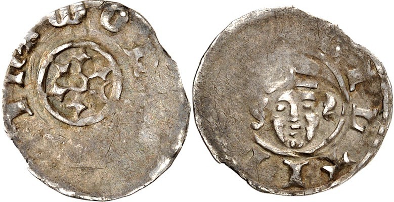 Mainz-Erzbistum. 
Adolf I., Graf von Nassau 1381-1390. Pfennig 0,41g Miltenberg...