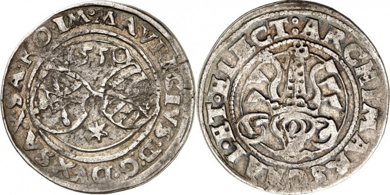 Sachsen-Albertinische Linie, nach 1547 Kurlinie. 
Moritz 1541-1553. 1/4 Taler 1...