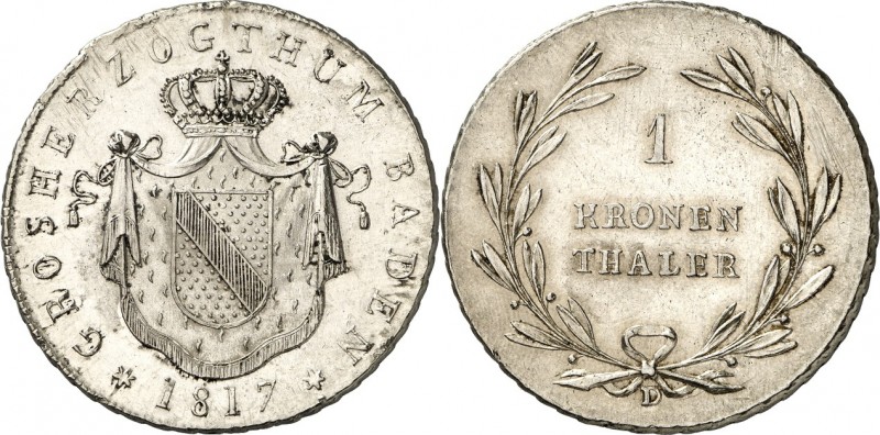 Baden. 
Carl Ludwig Friedrich 1811-1818. Kronentaler 1817. AKS&nbsp; 25, J.&nbs...