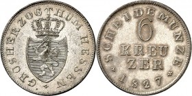 Hessen-Darmstadt. 
Ludwig I. 1806-1830. 6 Kreuzer 1827. AKS&nbsp; 79, J.&nbsp; 26b. . 

vz