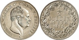 Hohenzollern unter Preussen. 
Friedrich Wilhelm IV. 1840-1861. 1/2 Gulden 1852 A. AKS&nbsp; 21, J.&nbsp; 22. . 

vz