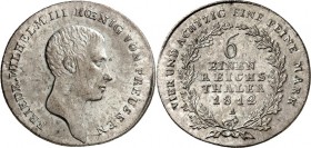 Preussen. 
Friedrich Wilhelm III. (1797-)1806-1840. 1/6&nbsp;Taler 1812&nbsp;A Berlin. AKS&nbsp; 24, J.&nbsp; 31. . 

ss/vz