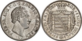 Sachsen, Königreich. 
Friedrich August II. 1836-1854. 1/6 Taler = 5 Neugroschen 1843 G. AKS&nbsp; 104, J.&nbsp; 84. . 

ss-vz