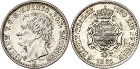 Sachsen, Königreich. 
Johann 1854-1873. 1/6 Taler 1861B. AKS&nbsp; 142, J.&nbsp; 113. . 

vz-