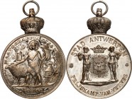 EUROPA. 
BELGIEN - STÄDTE. 
ANTWERPEN / ANVERS. Preismedaille o.J. (v. Mauquoy) f. eine Mastviehausstellung. Johannes d. Täufer mit Kreuzfahne und L...