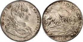 EUROPA. 
FRANKREICH. 
Louis XV. 1715-1774. Jeton 1733 a.d. Artillerie. Brb. d. Königs n.r. // Kanonen in Landschaft. Ag-28mm, 6,4g. Feuard.&nbsp; -,...
