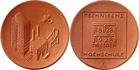 DEUTSCHE STÄDTE. 
UNIVERSITÄTEN u. benannte HOCHSCHULEN (intern.). 
DRESDEN. Medaille 1928 (Porzellanmanufaktur Meißen) a.d. 100-Jahrfeier d. Techni...