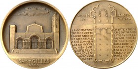 ARCHITEKTUR. 
DOME, MÜNSTER, KIRCHEN, KAPELLEN. 
SAINT-GILLES. Abteikirche. Medaille o.J. (v. L. Patriarche) Ansicht der im romanischen Stil erbaute...