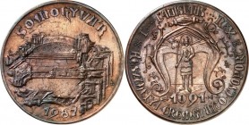 ARCHITEKTUR. 
DOME, MÜNSTER, KIRCHEN, KAPELLEN. 
SOMOGYVÁR. Sankt-Egidius-Benediktinerabtei (Ruinen). Medaille 1987 (Sign. LL) Ansicht d. Ruinen der...
