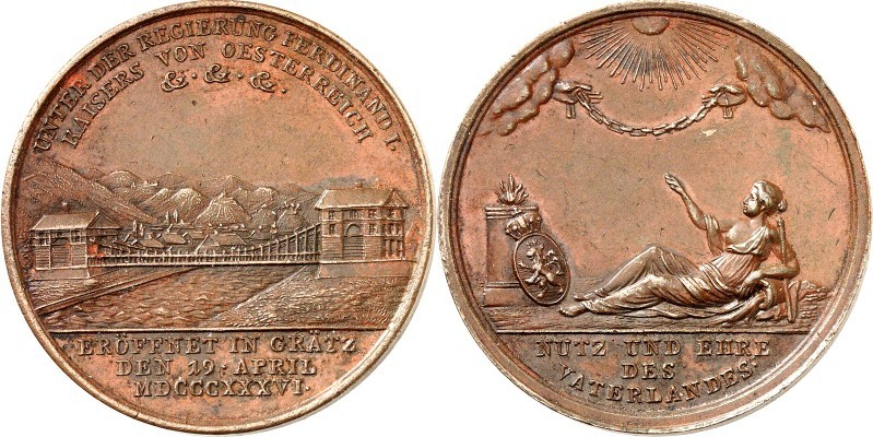 BRÜCKEN. 
ÖSTERREICH - Brücken. 
GRAZ. Medaille 1836 a. d. Eröffnung der neuen...