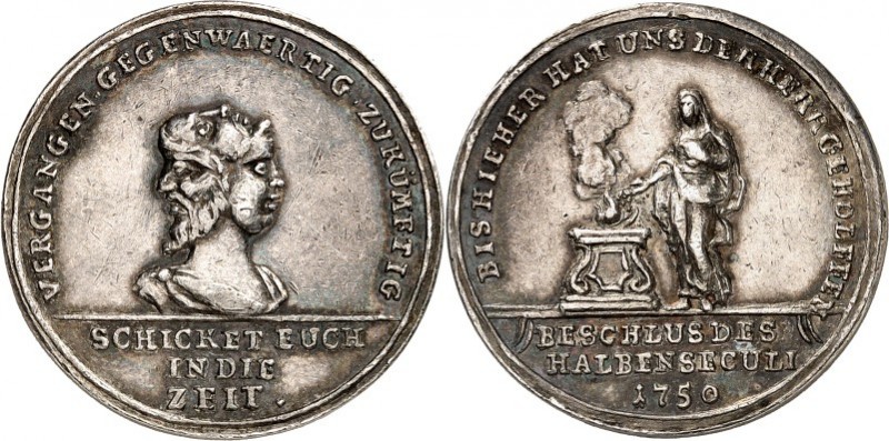 RELIGION UND ETHIK. 
KALENDER- u. JAHRESMEDAILLEN. 
Medaille 1750 (o. Sign., v...