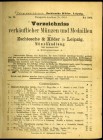 LAGERKATALOGE. 
DEUTSCHE FIRMEN. 
ZSCHIESCHKE & KÖDER, Leipzig. Verzeichnisse verkäuflicher Münzen u. Medaillen Nr. 90 5/1902 7096 Nrn., Nr.91 10/19...