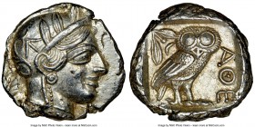 ATTICA. Athens. Ca. 440-404 BC. AR tetradrachm (24mm, 17.22 gm, 12h). NGC Choice AU 5/5 - 4/5. Mid-mass coinage issue. Head of Athena right, wearing c...