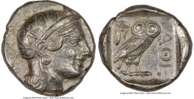 ATTICA. Athens. Ca. 440-404 BC. AR tetradrachm (25mm, 17.20 gm, 4h). NGC Choice XF 5/5 - 3/5. Mid-mass coinage issue. Head of Athena right, wearing cr...