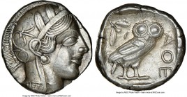 ATTICA. Athens. Ca. 440-404 BC. AR tetradrachm (24mm, 17.19 gm, 10h). NGC Choice XF 5/5 - 3/5, scratch. Mid-mass coinage issue. Head of Athena right, ...