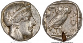 ATTICA. Athens. Ca. 440-404 BC. AR tetradrachm (23mm, 17.17 gm, 1h). NGC Choice XF 5/5 - 2/5, test cut. Mid-mass coinage issue. Head of Athena right, ...