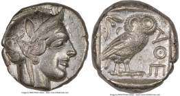 ATTICA. Athens. Ca. 440-404 BC. AR tetradrachm (23mm, 17.18 gm, 11h). NGC XF 5/5 - 4/5. Mid-mass coinage issue. Head of Athena right, wearing crested ...