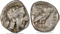 ATTICA. Athens. Ca. 440-404 BC. AR tetradrachm (24mm, 17.14 gm, 2h). NGC XF 4/5 - 2/5, Full Crest, test cut. Mid-mass coinage issue. Head of Athena ri...