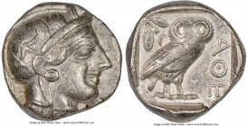 ATTICA. Athens. Ca. 440-404 BC. AR tetradrachm (23mm, 17.16 gm, 2h). NGC VF 5/5 - 3/5, edge cut. Mid-mass coinage issue. Head of Athena right, wearing...