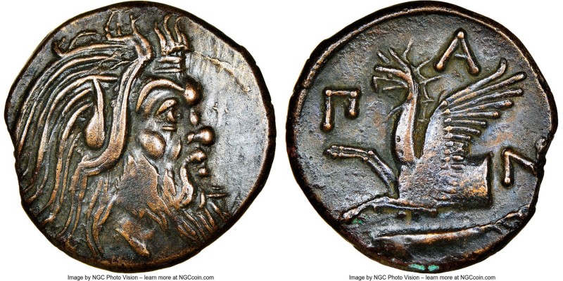 CIMMERIAN BOSPORUS. Panticapaeum. 4th century BC. AE (21mm, 12h). NGC XF. Head o...