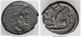 CIMMERIAN BOSPORUS. Panticapaeum. 4th century BC. AE (22mm, 7.58 gm, 12h). Choice XF. Head of bearded Pan right / Π-A-N, forepart of griffin left, stu...