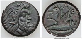 CIMMERIAN BOSPORUS. Panticapaeum. 4th century BC. AE (21mm, 6.97 gm, 7h). Choice XF. Head of bearded Pan right / Π-A-N, forepart of griffin left, stur...