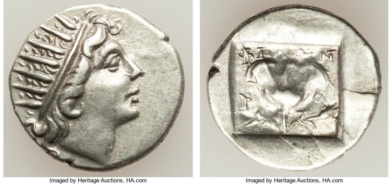 CARIAN ISLANDS. Rhodes. Ca. 88-84 BC. AR drachm (15mm, 2.28 gm, 1h). VF. Plintho...