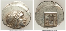 LYCIAN LEAGUE. Masicytes. Ca. 48-20 BC. AR hemidrachm (16mm, 1.68 gm, 12h). AU. Series 4. Head of Apollo right, wearing taenia / ΛΥΚΙΩΝ, cithara (lyre...