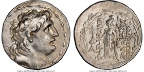 SELEUCID KINGDOM. Antiochus VII Euergetes (Sidetes) (138-129 BC). AR tetradrachm (30mm, 1h). NGC XF. Antioch on the Orontes. Diademed head of Antiochu...