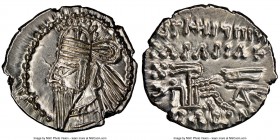 PARTHIAN KINGDOM. Osroes II (ca. AD 190-208). AR drachm (19mm, 3.78 gm, 11h). NGC MS 4/5 - 4/5. Ecbatana, ca. AD 190. Diademed and draped bust left, w...