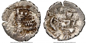 PERSIS KINGDOM. Namopad (Namopat) (1st century BC). AR obol (11mm, 10h). NGC AU. Diademed and draped bust left, wearing mural crown / Namopat standing...