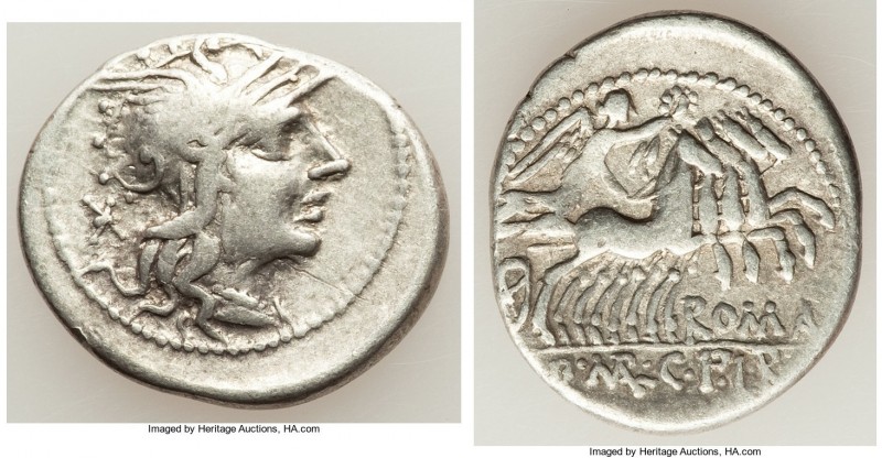 Q. Marcius (ca. 118-117 BC). AR denarius (22mm, 3.35 gm, 3h). VF. Rome. Helmeted...