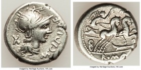 M. Cipius M. f. (ca. 115-114 BC). AR denarius (17mm, 3.87 gm, 3h). About XF. Rome. M • CIPI • M • F (upwards) before, head of Roma right wearing helme...