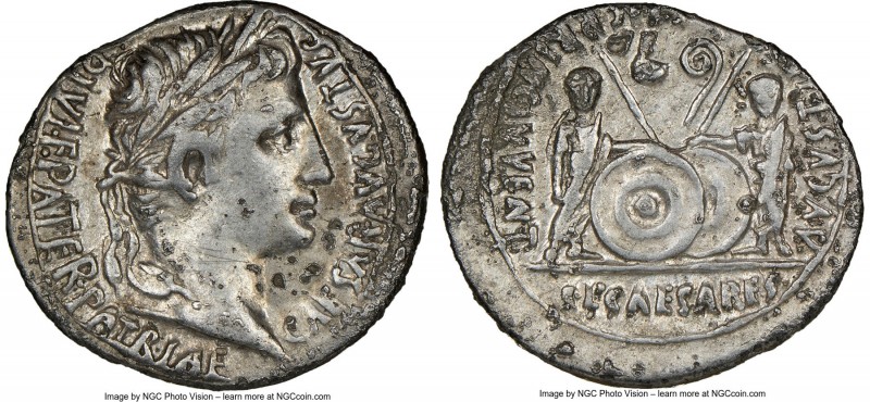 Augustus (27 BC-AD 14). AR denarius (20mm, 1h). NGC VF. Lugdunum, 2 BC-AD 4. CAE...