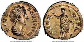 Diva Faustina Senior (AD 138-140/1). AR denarius (18mm, 3.49 gm, 12h). NGC Choice AU 5/5 - 5/5. Rome, after AD 140/1. DIVA-FAVSTINA, draped bust of Di...