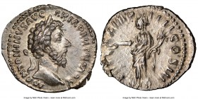 Marcus Aurelius, as Augustus (AD 161-180). AR denarius (19mm, 3.44 gm, 11h). NGC Choice AU 4/5 - 4/5. Rome, summer-December AD 166. M ANTONINVS AVG-AR...