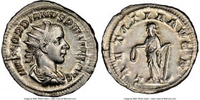 Gordian III (AD 238-244). AR antoninianus (22mm, 11h). NGC AU. Rome, AD 241-243. IMP GORDIANVS PIVS FEL AVG, radiate, draped and cuirassed bust of Gor...