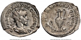 Herennius Etruscus (AD 250-251). AR antoninianus (22mm, 4.20 gm, 6h). NGC Choice AU 4/5 - 4/5. Rome, AD 250. Q HER ETR MES DECIVS NOB C, radiate, drap...