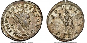 Tacitus (AD 275-276). BI antoninianus (24mm, 4h). NGC AU, Silvering. Lugdunum. IMP CL TACITVS AVG, radiate, draped, cuirassed bust of Tacitus right, s...