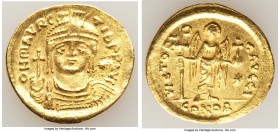 Maurice Tiberius (AD 582-602). AV light-weight solidus of 23-siliquae (21mm, 4.29 gm, 6h). Constantinople, 10th officina, AD 583/4-602. o N mAVRC-TIb ...
